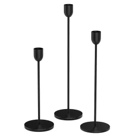 ChefBee Black Tall Candle Candlestick Holder, 3PCS Taper Pillar Candle Sticks Stand Holders Decor, Centerpiece Dining Table Wedding Festive Fireplace Mantle Vintage Room Decorations, Housewarming Gift ChefBee Black Tall Candle Candlestick Holder, 3PCS Taper Pillar Candle Sticks Stand Holders Decor, Centerpiece Dining Table Wedding Festive Fireplace Mantle Vintage Room Decorations, Housewarming Gift