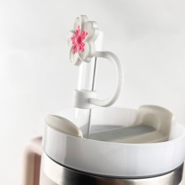 Velaco 11 PCS Accessories for Stanley Cup, Water Bottle Handle Strap for Stanley 30/40 oz tumbler with handle, including Straw Toppers, Silicone Cup Boot, Keychain Charms - White