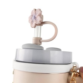 Velaco 11 PCS Accessories for Stanley Cup, Water Bottle Handle Strap for Stanley 30/40 oz tumbler with handle, including Straw Toppers, Silicone Cup Boot, Keychain Charms - White