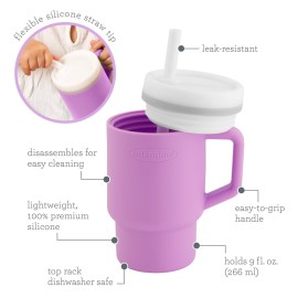 Infantino My 1st Tumbler - Adorable Miniature Tumbler with Leak-Resistant Straw and Toddler-Friendly Handle, Encourages Hydration, Easy to Clean, 9 fl. oz, Lilac