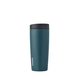 Owala SmoothSip Slider Insulated Stainless Steel Coffee Tumbler, Reusable Iced Coffee Cup, Hot Coffee Travel Mug, BPA Free 20 oz, Grey/Blue (High Dive)