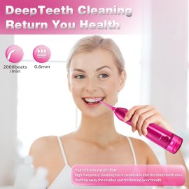 TOVENDOR Electric Water Dental Flosser Teeth Pick, Cordless Flossers Oral Irrigator IPX7 Waterproof 300ML Rechargeable Travel Water Teeth Cleaner with 5 Tips for Home Braces Care Gums Deep Cleaning TOVENDOR Electric Water Dental Flosser Teeth Pick, Cordless Flossers Oral Irrigator IPX7 Waterproof 300ML Rechargeable Travel Water Teeth Cleaner with 5 Tips for Home Braces Care Gums Deep Cleaning