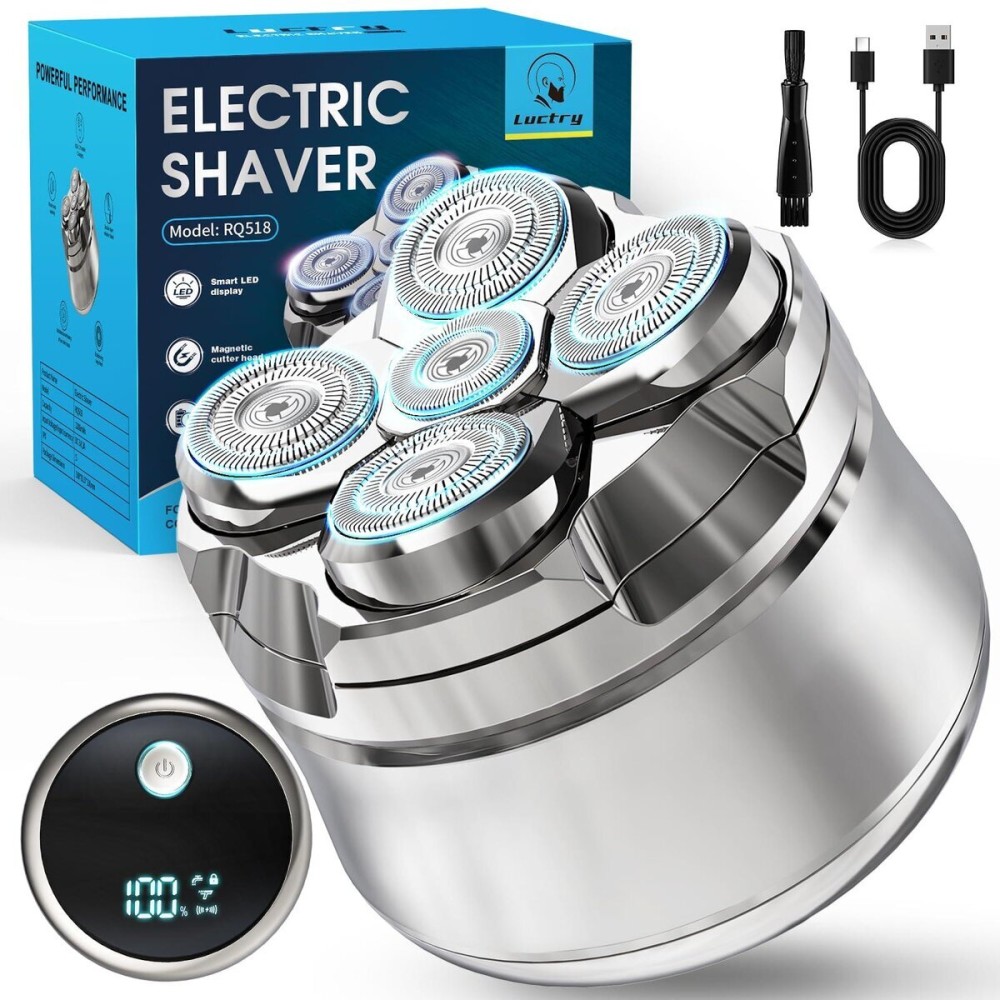 Luctry Head Shavers for Bald Men, Magnetic Electric Razor Hair Trimmer Cordless Rechargeable Electric Shavers for Men 100% Waterproof Dry & Wet Grooming Kit with Led Display Luctry Head Shavers for Bald Men, Magnetic Electric Razor Hair Trimmer Cordless Rechargeable Electric Shavers for Men 100% Waterproof Dry & Wet Grooming Kit with Led Display