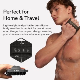 SILKLE Silicone Body Scrubber - Exfoliating Bath Brush and Skin Cleanser - Shower Sponge for Gentle Body Scrub and Wash - Silicone Scrubbing Care Tool for a Refreshed and Renewed You - Black SILKLE Silicone Body Scrubber - Exfoliating Bath Brush and Skin Cleanser - Shower Sponge for Gentle Body Scrub and Wash - Silicone Scrubbing Care Tool for a Refreshed and Renewed You - Black