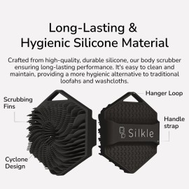 SILKLE Silicone Body Scrubber - Exfoliating Bath Brush and Skin Cleanser - Shower Sponge for Gentle Body Scrub and Wash - Silicone Scrubbing Care Tool for a Refreshed and Renewed You - Black SILKLE Silicone Body Scrubber - Exfoliating Bath Brush and Skin Cleanser - Shower Sponge for Gentle Body Scrub and Wash - Silicone Scrubbing Care Tool for a Refreshed and Renewed You - Black