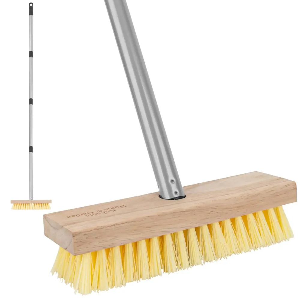 Floor Scrubber Brush with Long Handle for Deck Cleaning, 52\'\' Stiff Bristle Scrub Broom for Shower, Bathroom, Boat, Concrete, Carpet, Garage Floor Scrubber Brush with Long Handle for Deck Cleaning, 52\'\' Stiff Bristle Scrub Broom for Shower, Bathroom, Boat, Concrete, Carpet, Garage