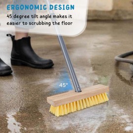 Floor Scrubber Brush with Long Handle for Deck Cleaning, 52\'\' Stiff Bristle Scrub Broom for Shower, Bathroom, Boat, Concrete, Carpet, Garage Floor Scrubber Brush with Long Handle for Deck Cleaning, 52\'\' Stiff Bristle Scrub Broom for Shower, Bathroom, Boat, Concrete, Carpet, Garage