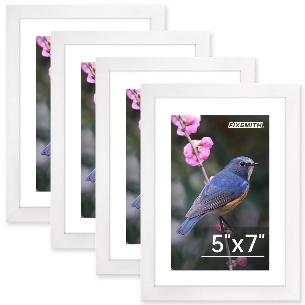 FIXSMITH 5x7 Picture Frame Bulk-4 Pack, Photo Frame with HD Plexiglass, Display Pictures 4x6 with Mat or 5x7 Without Mat, White Picture Frames Collage Wall Decor, Wall & Tabletop Picture Frames FIXSMITH 5x7 Picture Frame Bulk-4 Pack, Photo Frame with HD Plexiglass, Display Pictures 4x6 with Mat or 5x7 Without Mat, White Picture Frames Collage Wall Decor, Wall & Tabletop Picture Frames