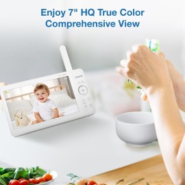 VTech Upgraded 7 Baby Monitor, Advanced HQ Max, Pan Tilt Zoom Video Baby Monitor with Camera and Audio, IPS Screen, Touch Control Multi-Color Night Light, 2-Way Talk, Lullabies, No WiFi VTech Upgraded 7 Baby Monitor, Advanced HQ Max, Pan Tilt Zoom Video Baby Monitor with Camera and Audio, IPS Screen, Touch Control Multi-Color Night Light, 2-Way Talk, Lullabies, No WiFi