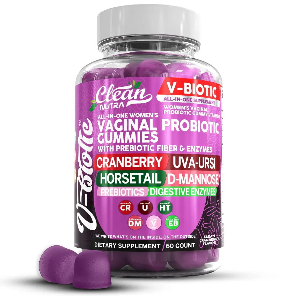 Clean Nutraceuticals Vaginal Probiotics for Women Gummies with Cranberry, Uva Ursi, Horsetail, D-Mannose, Prebiotics & Digestive Enzymes, Vaginal Health Supplement for pH Balance Flora Odor VBiotic Clean Nutraceuticals Vaginal Probiotics for Women Gummies with Cranberry, Uva Ursi, Horsetail, D-Mannose, Prebiotics & Digestive Enzymes, Vaginal Health Supplement for pH Balance Flora Odor VBiotic