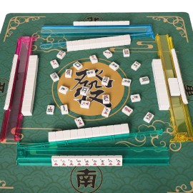 ZGME American Mahjong Set,166 White Tiles with Dark Green Small Flower Bag and Accessories,4 All-in-One Mahjong Racks with Pushers ZGME American Mahjong Set,166 White Tiles with Dark Green Small Flower Bag and Accessories,4 All-in-One Mahjong Racks with Pushers