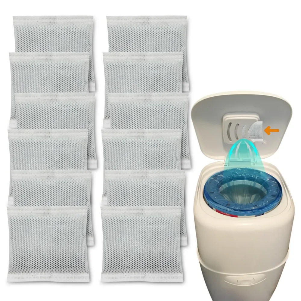 12 Pack Diaper Pail Carbon Filters for Playtex Diaper Genie Complete and Expressions Pail, Charcoal Odor Absorbing Bags for Diaper Genie Diaper Pails with Built-in Odor Controlling Compartment 12 Pack Diaper Pail Carbon Filters for Playtex Diaper Genie Complete and Expressions Pail, Charcoal Odor Absorbing Bags for Diaper Genie Diaper Pails with Built-in Odor Controlling Compartment
