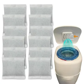 12 Pack Diaper Pail Carbon Filters for Playtex Diaper Genie Complete and Expressions Pail, Charcoal Odor Absorbing Bags for Diaper Genie Diaper Pails with Built-in Odor Controlling Compartment