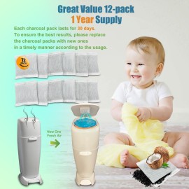 12 Pack Diaper Pail Carbon Filters for Playtex Diaper Genie Complete and Expressions Pail, Charcoal Odor Absorbing Bags for Diaper Genie Diaper Pails with Built-in Odor Controlling Compartment 12 Pack Diaper Pail Carbon Filters for Playtex Diaper Genie Complete and Expressions Pail, Charcoal Odor Absorbing Bags for Diaper Genie Diaper Pails with Built-in Odor Controlling Compartment