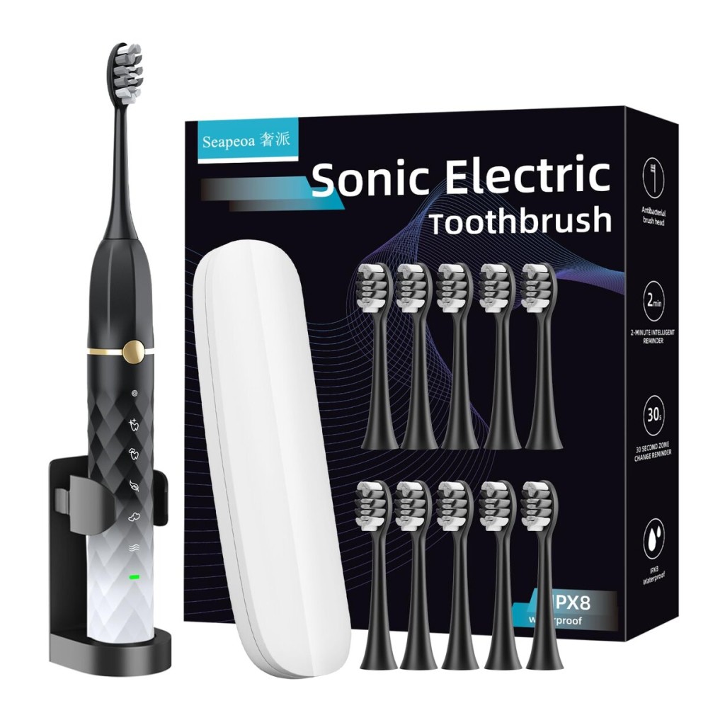 Electric Toothbrush Set, Equipped with 10 Brush Heads and Travel case, IPX8 Waterproof, 2-Minute Timer, 42000 high-Frequency Vibrations, 5 Modes, The First Choice for Gift Giving Electric Toothbrush Set, Equipped with 10 Brush Heads and Travel case, IPX8 Waterproof, 2-Minute Timer, 42000 high-Frequency Vibrations, 5 Modes, The First Choice for Gift Giving