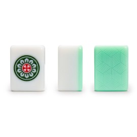 Yellow Mountain Imports Emerald Weave Chinese Mahjong Set, with 146 Large 1.6-Inch Tiles, Green Vinyl Case, Wind Indicator and Dice - for Chinese Style Gameplay Only  Yellow Mountain Imports Emerald Weave Chinese Mahjong Set, with 146 Large 1.6-Inch Tiles, Green Vinyl Case, Wind Indicator and Dice - for Chinese Style Gameplay Only