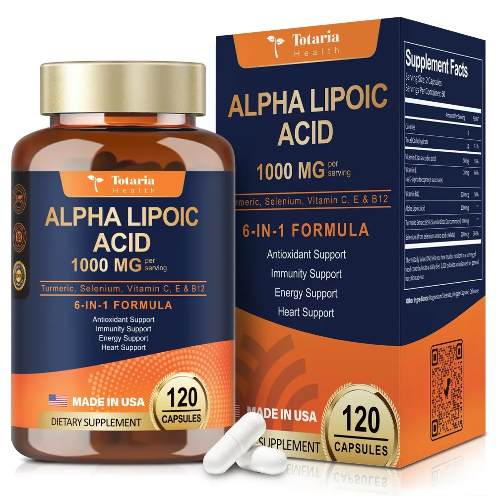 Alpha Lipoic Acid - 1000mg ALA Supplement Capsules for Neuropathy Support Supplement Nerve Health, Liver Detox, Antioxidant, Metabolism and Cell Energy, Anti-Aging - Non-GMO, Gluten Free, Vegan Safe Alpha Lipoic Acid - 1000mg ALA Supplement Capsules for Neuropathy Support Supplement Nerve Health, Liver Detox, Antioxidant, Metabolism and Cell Energy, Anti-Aging - Non-GMO, Gluten Free, Vegan Safe