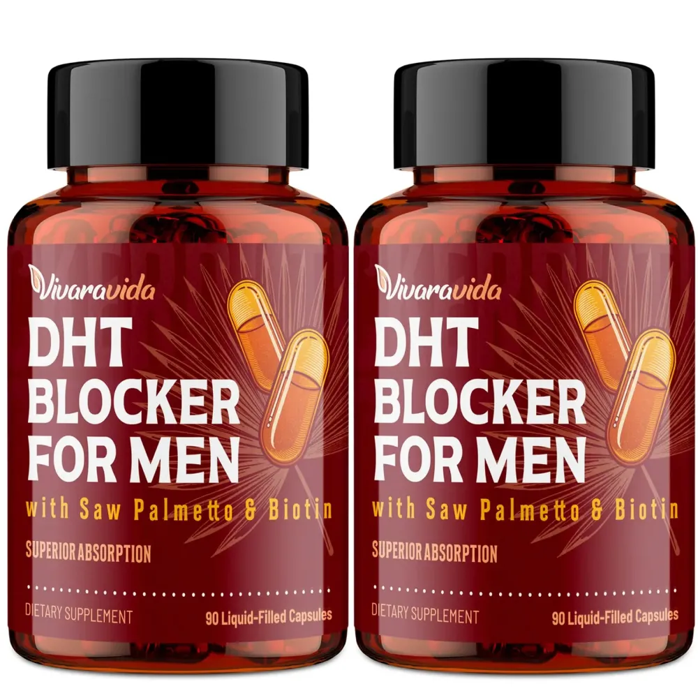 DHT Blocker for Men | Hair Growth Supplement with Saw Palmetto & Biotin - Hair Growth Vitamins - Hair Regrowth - Natural Hair Loss Supplements Liquid-Filled - Proprietary Herbal Blends (180 Capsules) DHT Blocker for Men | Hair Growth Supplement with Saw Palmetto & Biotin - Hair Growth Vitamins - Hair Regrowth - Natural Hair Loss Supplements Liquid-Filled - Proprietary Herbal Blends (180 Capsules)