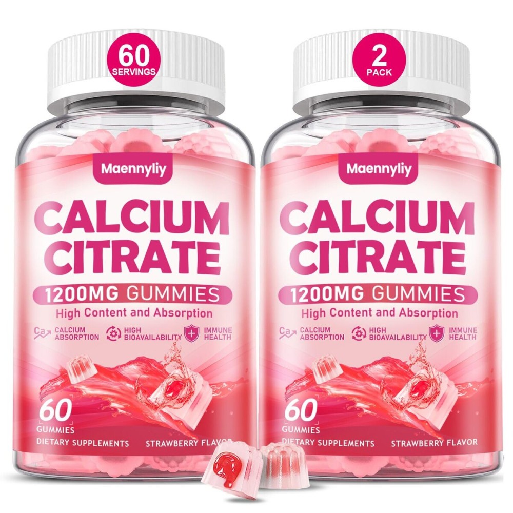 Calcium Citrate Gummies 1200 mg for Adults: Ultimate Absorption Calcium Supplement for Women & Men - Easy to Digest, Vegan, Non-GMO, Gluten Free - Natural Strawberry Flavor Calcium Citrate Gummies 1200 mg for Adults: Ultimate Absorption Calcium Supplement for Women & Men - Easy to Digest, Vegan, Non-GMO, Gluten Free - Natural Strawberry Flavor