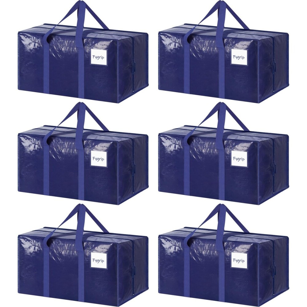 6 Pack Extra Heavy Duty Large Moving Bags with Strong Zipper & Comfortable Handles, Sturdy & Durable Clothes Storage Bags Totes Bins, Blue Packing Moving Boxes for College Supplies, Dark Blue 6 Pack Extra Heavy Duty Large Moving Bags with Strong Zipper & Comfortable Handles, Sturdy & Durable Clothes Storage Bags Totes Bins, Blue Packing Moving Boxes for College Supplies, Dark Blue