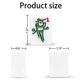 XRBR Chinese Mahjong Set, 146 Numbered Melamine 1.6 (40 mm), Large Size Complete Mah jongg Set with Carrying Travel Case (White Jade Color)