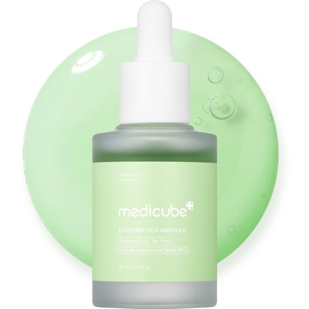 Medicube Exosome Cica Tea Tree Ampoule for Sensitive Skin with Centella Asiatica help reduce redness and breakouts. Low-irritating, Moisturizing & Soothing Serum | Korean Skincare | 30ml