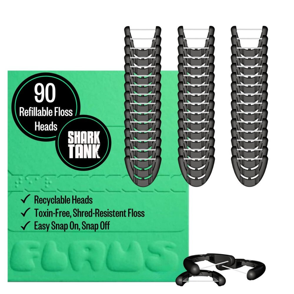 FLAUS Electric Flosser Refills (Shark Tank) 90ct Dental Floss Heads w/Gentle Gliding Floss - Refillable Floss Picks, Easy Glide Flossing, Gentle Gum Care, Dentist Recommended Tooth Flossers, Eco FLAUS Electric Flosser Refills (Shark Tank) 90ct Dental Floss Heads w/Gentle Gliding Floss - Refillable Floss Picks, Easy Glide Flossing, Gentle Gum Care, Dentist Recommended Tooth Flossers, Eco