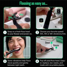 FLAUS Electric Flosser Refills (Shark Tank) 90ct Dental Floss Heads w/Gentle Gliding Floss - Refillable Floss Picks, Easy Glide Flossing, Gentle Gum Care, Dentist Recommended Tooth Flossers, Eco FLAUS Electric Flosser Refills (Shark Tank) 90ct Dental Floss Heads w/Gentle Gliding Floss - Refillable Floss Picks, Easy Glide Flossing, Gentle Gum Care, Dentist Recommended Tooth Flossers, Eco