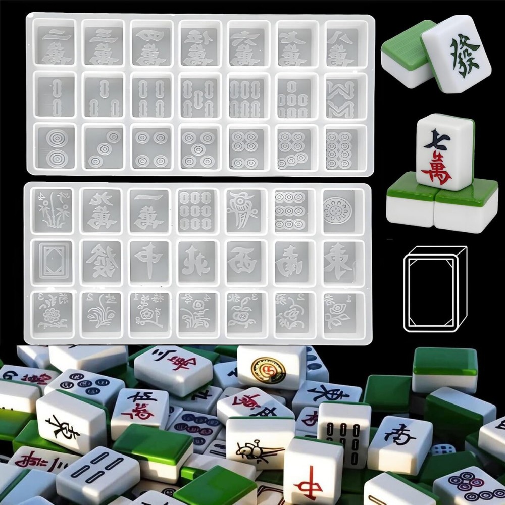 Mahjong Silicone Mold, Gasusen Chinese Mahjong Tile Set Silicone Molds DIY Mahjong Game Molds for Epoxy Resin Casting Jewelry Making Mold (42) Mahjong Silicone Mold, Gasusen Chinese Mahjong Tile Set Silicone Molds DIY Mahjong Game Molds for Epoxy Resin Casting Jewelry Making Mold (42)