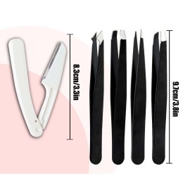 [9+1 PCS] Tweezers Kit, Tweezer for Women Facial Hair, Professional Tweezers Set, Eyebrow Tweezer, Professional Stainless Steel Eyebrow for Women &Men,Black And Pink Beauty Sets.