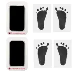 RIKWOG Baby Footprint and Handprint Kit, 2 Black Inkless Print Pads + 4 Imprint Cards, Dog Paw Print Kit Clean Touch Ink Pad Perfect Keepsake Gift for Newborns and Pets Printing Touch Imprints