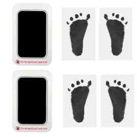 RIKWOG Baby Footprint and Handprint Kit, 2 Black Inkless Print Pads + 4 Imprint Cards, Dog Paw Print Kit Clean Touch Ink Pad Perfect Keepsake Gift for Newborns and Pets Printing Touch Imprints
