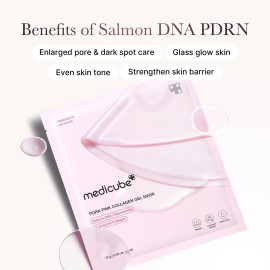 medicube Salmon DNA PDRN pink collagen jelly gel mask | overnight face mask for glass glow skin- elasticity, hydrating, firming and moisturizing | korean skincare, 28g, 4ea