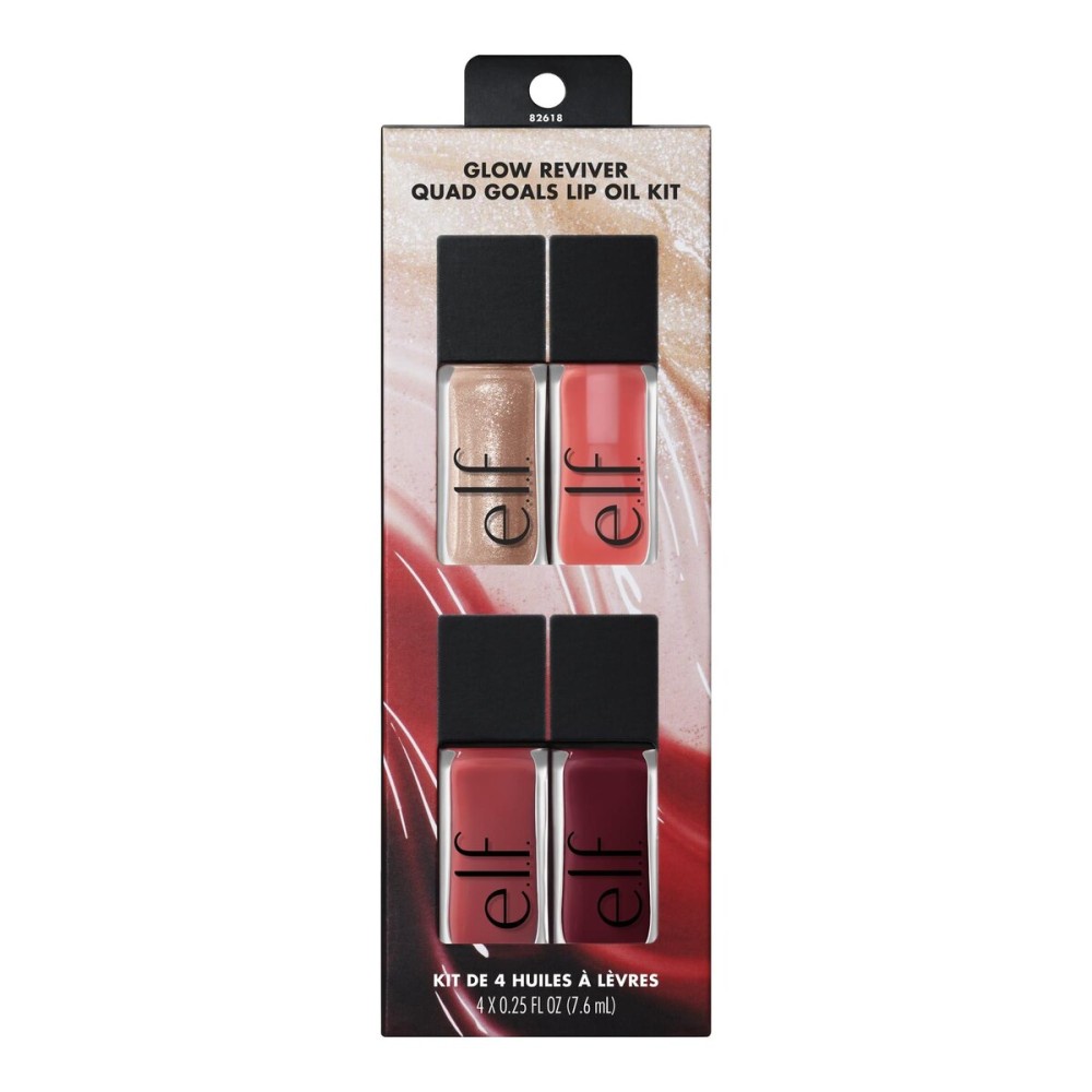 e.l.f. Glow Reviver Quad Goals Lip Oil Kit, Lip Gloss For A High-Gloss Finish & Sheer Wash Of Color, Non-Sticky, Vegan & Cruelty-Free, 4 Glosses e.l.f. Glow Reviver Quad Goals Lip Oil Kit, Lip Gloss For A High-Gloss Finish & Sheer Wash Of Color, Non-Sticky, Vegan & Cruelty-Free, 4 Glosses