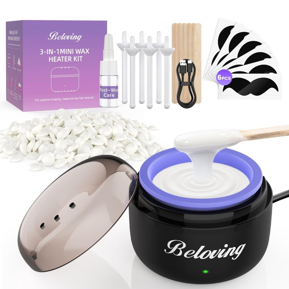 Nose Wax Kit, Mini Wax Warmer for Eyebrow Ear Hair Removal, Waxing Kit for Women Men with 50g Beads, 6 Applicators, 6 Nose Sticks, Portable at Home Waxer Melter Machine Kit for Face Waxing - Black Nose Wax Kit, Mini Wax Warmer for Eyebrow Ear Hair Removal, Waxing Kit for Women Men with 50g Beads, 6 Applicators, 6 Nose Sticks, Portable at Home Waxer Melter Machine Kit for Face Waxing - Black
