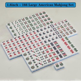 YANMEIYA American Mahjong Set 166 Premium Sky Blue Mahjong Tiles Large Mahjong Set 1.6 inches American Mahjong Game Set and A Mahjong Gift Box