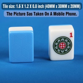 YANMEIYA American Mahjong Set 166 Premium Sky Blue Mahjong Tiles Large Mahjong Set 1.6 inches American Mahjong Game Set and A Mahjong Gift Box
