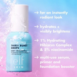 e.l.f. SKIN Holy Hydration! Thirst Burst Drops, Serum For A Radiant Complexion Instantly & Over Time, Made With Hyaluronic Acid, Vegan & Cruelty-Free