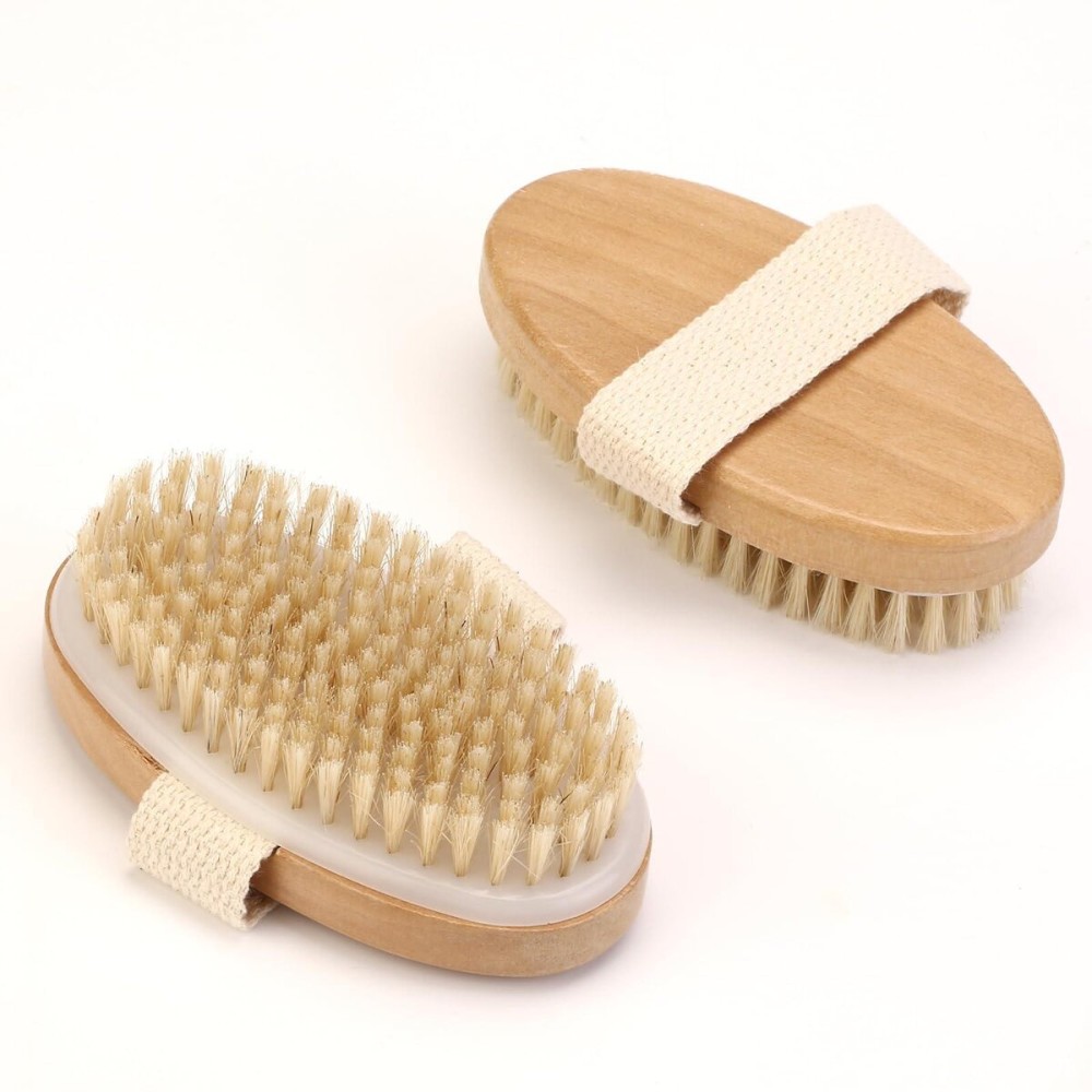 Rnodoilkfly 2Pcs Natural Bristle Exfoliating Brush, Body Scrubber for Lymphatic Drainage, Blood Circulation, Wet and Dry Brush, Deep Exfoliation for Smooth Skin Rnodoilkfly 2Pcs Natural Bristle Exfoliating Brush, Body Scrubber for Lymphatic Drainage, Blood Circulation, Wet and Dry Brush, Deep Exfoliation for Smooth Skin
