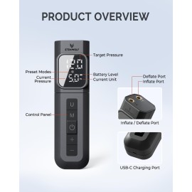 ETENWOLF P200 Electric Ball Pump 2000mAh Sports Air Pump with Digital Pressure Gauge for Basketball Soccer Volleyball (Black) ETENWOLF P200 Electric Ball Pump 2000mAh Sports Air Pump with Digital Pressure Gauge for Basketball Soccer Volleyball (Black)