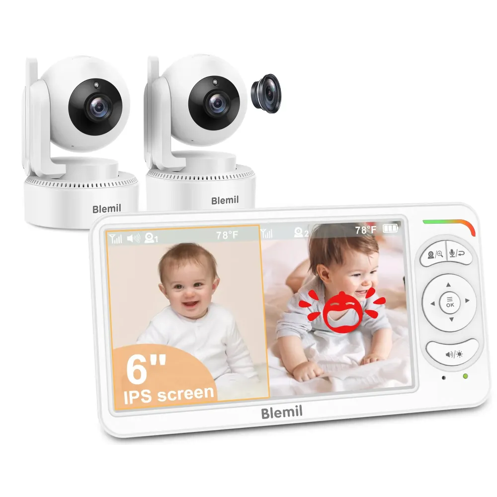 6 Baby Monitor with 2 Cameras and Audio 30 Hours Battery Upgrade Split Screen Video Baby Monitor Remote Pan-Tilt-Zoom 178Wide-Angle 150 Languages No WiFi ECO 2-Way Talk Night Vision 1000ft Travel 6 Baby Monitor with 2 Cameras and Audio 30 Hours Battery Upgrade Split Screen Video Baby Monitor Remote Pan-Tilt-Zoom 178Wide-Angle 150 Languages No WiFi ECO 2-Way Talk Night Vision 1000ft Travel