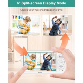 6 Baby Monitor with 2 Cameras and Audio 30 Hours Battery Upgrade Split Screen Video Baby Monitor Remote Pan-Tilt-Zoom 178Wide-Angle 150 Languages No WiFi ECO 2-Way Talk Night Vision 1000ft Travel 6 Baby Monitor with 2 Cameras and Audio 30 Hours Battery Upgrade Split Screen Video Baby Monitor Remote Pan-Tilt-Zoom 178Wide-Angle 150 Languages No WiFi ECO 2-Way Talk Night Vision 1000ft Travel