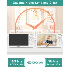 6 Baby Monitor with 2 Cameras and Audio 30 Hours Battery Upgrade Split Screen Video Baby Monitor Remote Pan-Tilt-Zoom 178Wide-Angle 150 Languages No WiFi ECO 2-Way Talk Night Vision 1000ft Travel 6 Baby Monitor with 2 Cameras and Audio 30 Hours Battery Upgrade Split Screen Video Baby Monitor Remote Pan-Tilt-Zoom 178Wide-Angle 150 Languages No WiFi ECO 2-Way Talk Night Vision 1000ft Travel