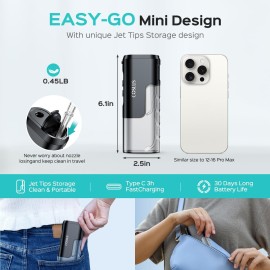 COSLUS Mini Water Flosser for Travel: Portable Compact Design, Cordless Oral Irrigator with 4 Modes, Removable Tank, IPX7 Waterproof for Braces, Orthodontic, Sensitive Teeth On-The-Go Use, Black, T40 COSLUS Mini Water Flosser for Travel: Portable Compact Design, Cordless Oral Irrigator with 4 Modes, Removable Tank, IPX7 Waterproof for Braces, Orthodontic, Sensitive Teeth On-The-Go Use, Black, T40