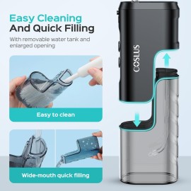COSLUS Mini Water Flosser for Travel: Portable Compact Design, Cordless Oral Irrigator with 4 Modes, Removable Tank, IPX7 Waterproof for Braces, Orthodontic, Sensitive Teeth On-The-Go Use, Black, T40 COSLUS Mini Water Flosser for Travel: Portable Compact Design, Cordless Oral Irrigator with 4 Modes, Removable Tank, IPX7 Waterproof for Braces, Orthodontic, Sensitive Teeth On-The-Go Use, Black, T40