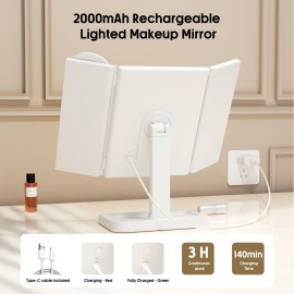 FRANO Makeup Vanity Mirror with Lights, Rechargeable Lighted Makeup Mirror with 2X 3X 10X Magnification, Led Makeup Mirror with 3 Colors Lights, Portable Mirror for Travel Desk, Gifts for Women Girls FRANO Makeup Vanity Mirror with Lights, Rechargeable Lighted Makeup Mirror with 2X 3X 10X Magnification, Led Makeup Mirror with 3 Colors Lights, Portable Mirror for Travel Desk, Gifts for Women Girls