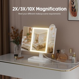 FRANO Makeup Vanity Mirror with Lights, Rechargeable Lighted Makeup Mirror with 2X 3X 10X Magnification, Led Makeup Mirror with 3 Colors Lights, Portable Mirror for Travel Desk, Gifts for Women Girls FRANO Makeup Vanity Mirror with Lights, Rechargeable Lighted Makeup Mirror with 2X 3X 10X Magnification, Led Makeup Mirror with 3 Colors Lights, Portable Mirror for Travel Desk, Gifts for Women Girls