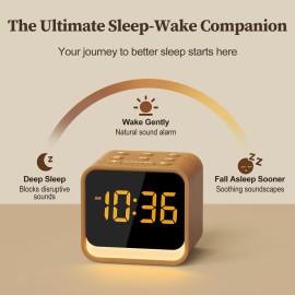 Housbay Wooden Sound Machine Alarm Clock -Your Sleep-Wake Companion, White Noise for Sleep, Space-Saving, Natural Alarm for Gentle Wake-Up Housbay Wooden Sound Machine Alarm Clock -Your Sleep-Wake Companion, White Noise for Sleep, Space-Saving, Natural Alarm for Gentle Wake-Up
