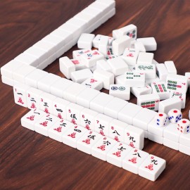 ZGME American Mahjong Set,166 White Tiles with Blue Rectangular Bag and Accessories,4 All-in-One Mahjong Racks with Pushers,Complete Western Mahjong Set ZGME American Mahjong Set,166 White Tiles with Blue Rectangular Bag and Accessories,4 All-in-One Mahjong Racks with Pushers,Complete Western Mahjong Set