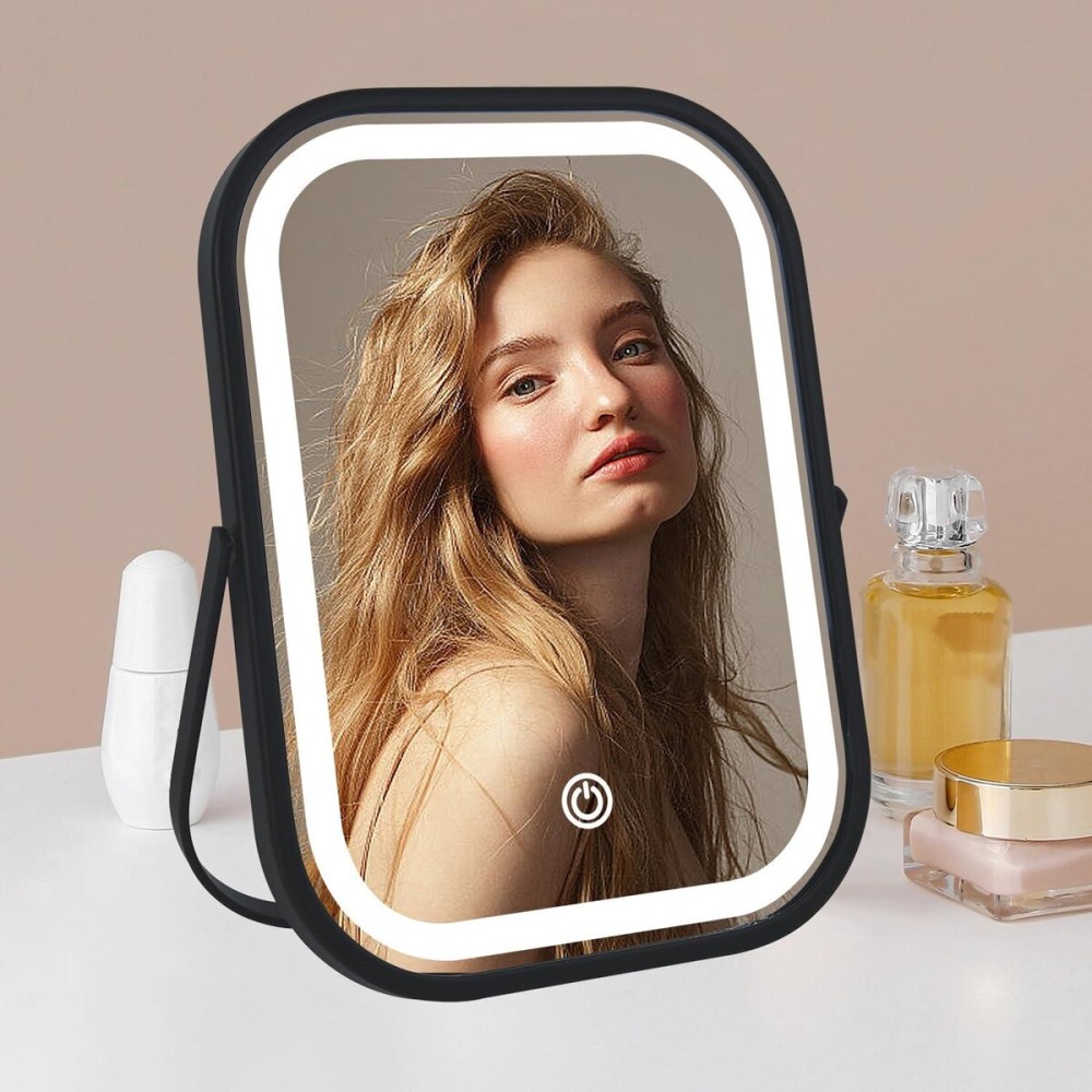 YEKKOPT Travel Mirror with Lights, Small LED Makeup Mirror with Lights,Portable Desk Mirror 1200mAh Battery,3 Color Modes,Dimmable Touch Screen, Tabletop Folding Compact Mirror,Women Gift YEKKOPT Travel Mirror with Lights, Small LED Makeup Mirror with Lights,Portable Desk Mirror 1200mAh Battery,3 Color Modes,Dimmable Touch Screen, Tabletop Folding Compact Mirror,Women Gift